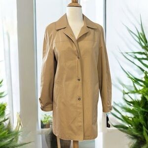 Vintage London Fog Tan Short Classic Trench Coat size 6 Regular